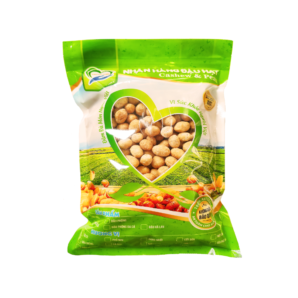 Combo 1KG: Đậu Phộng Da Cá Nước Cốt Dừa và Đậu Hà Lan Rang Muối Tâm Đức Thiện 2 x Túi 500GR đồ ăn vặt