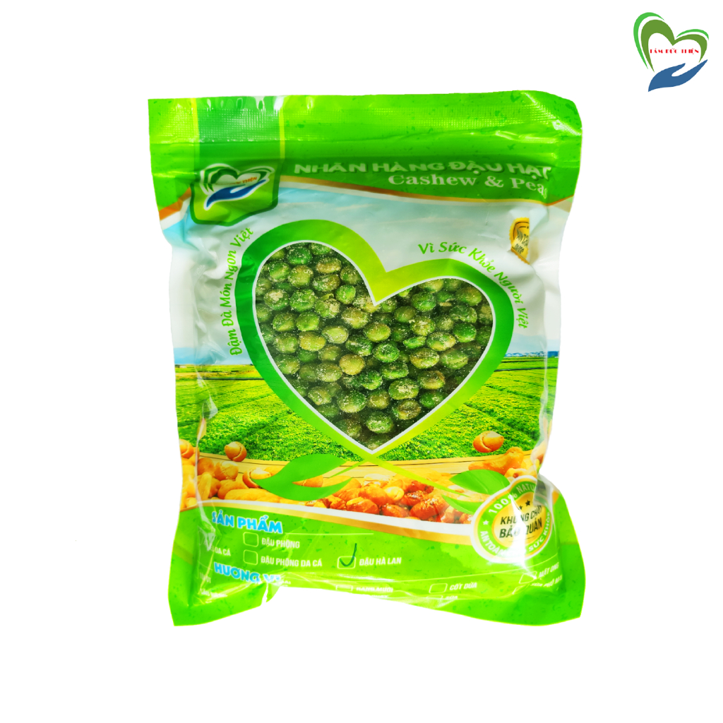 Combo 1KG: Đậu Phộng Da Cá Nước Cốt Dừa và Đậu Hà Lan Rang Muối Tâm Đức Thiện 2 x Túi 500GR đồ ăn vặt