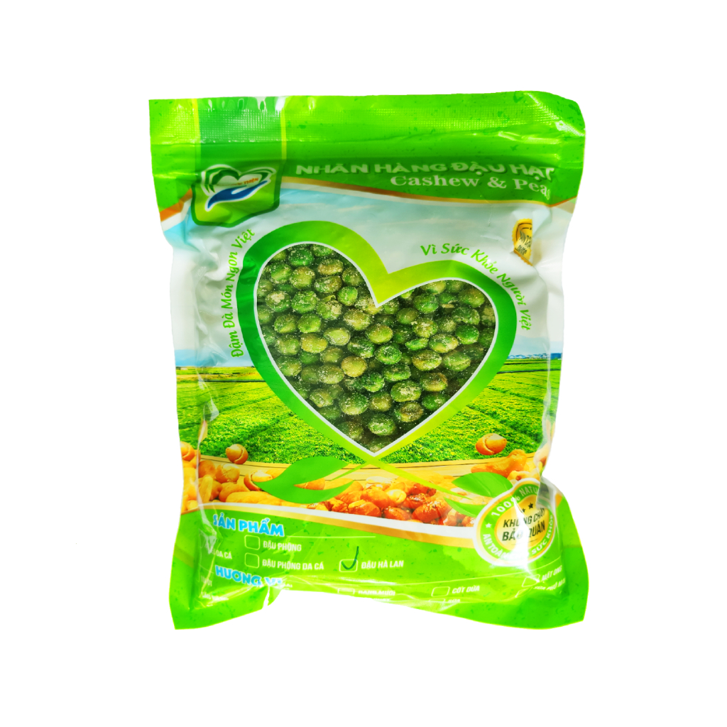 Combo 1KG: Đậu Phộng Da Cá Nước Cốt Dừa và Đậu Hà Lan Rang Muối Tâm Đức Thiện 2 x Túi 500GR đồ ăn vặt