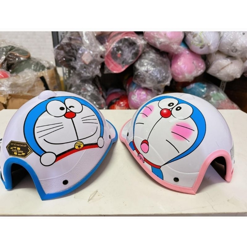 doremon mũ bảo hiểm lưỡi trai ( Nón kết nữ có lỗ cột tóc)