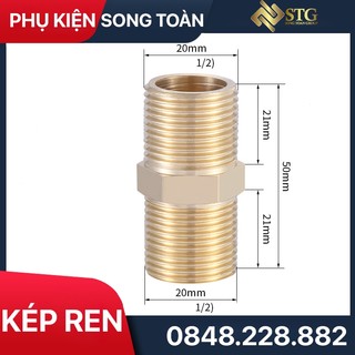 Kép Hai Ren Ngoài Dài 5cm & 7cm, Đầu Nối Ren Đồng Thau Phi 21 Dài 5cm 7cm