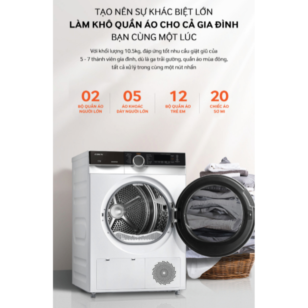 Máy sấy quần áo bơm nhiệt Heatpump Inverter Coex CD-10HPB GREY