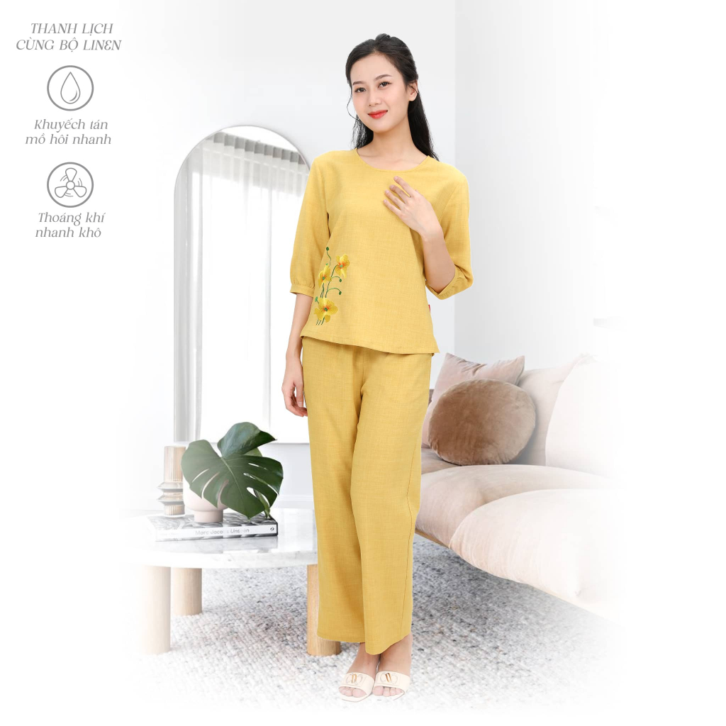 Đồ Bộ Mặc Nhà Quần Dài Tay Ngắn Line 383p 3354 PALTAL duyên dáng và sang trọng