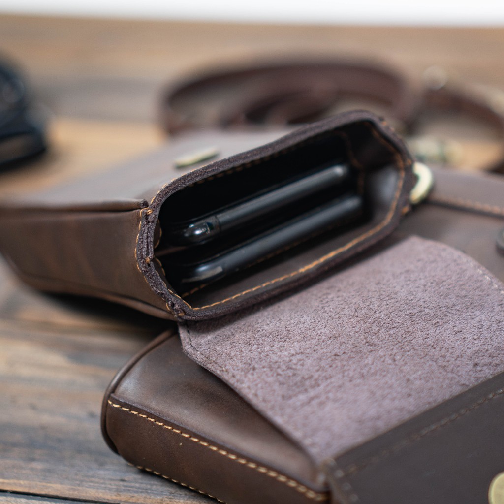 Túi da bò đựng điện thoại, túi da đeo thắt lưng, túi da bò đeo chéo mini