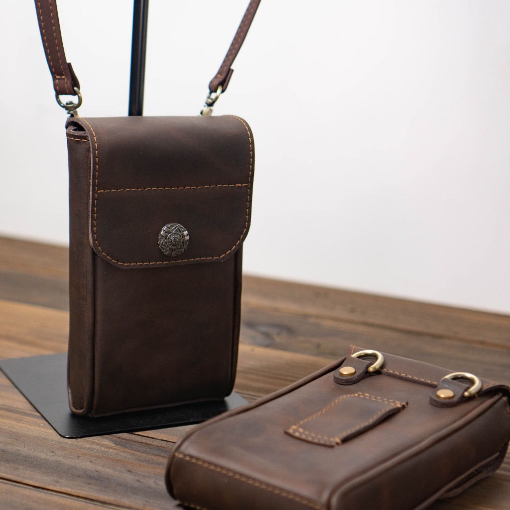 Túi da bò đựng điện thoại, túi da đeo thắt lưng, túi da bò đeo chéo mini