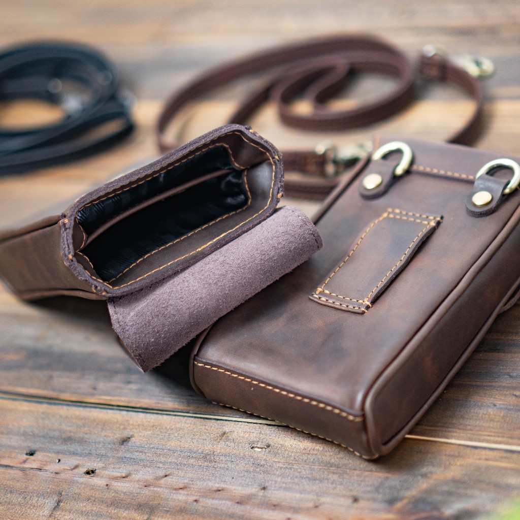 Túi da bò đựng điện thoại, túi da đeo thắt lưng, túi da bò đeo chéo mini