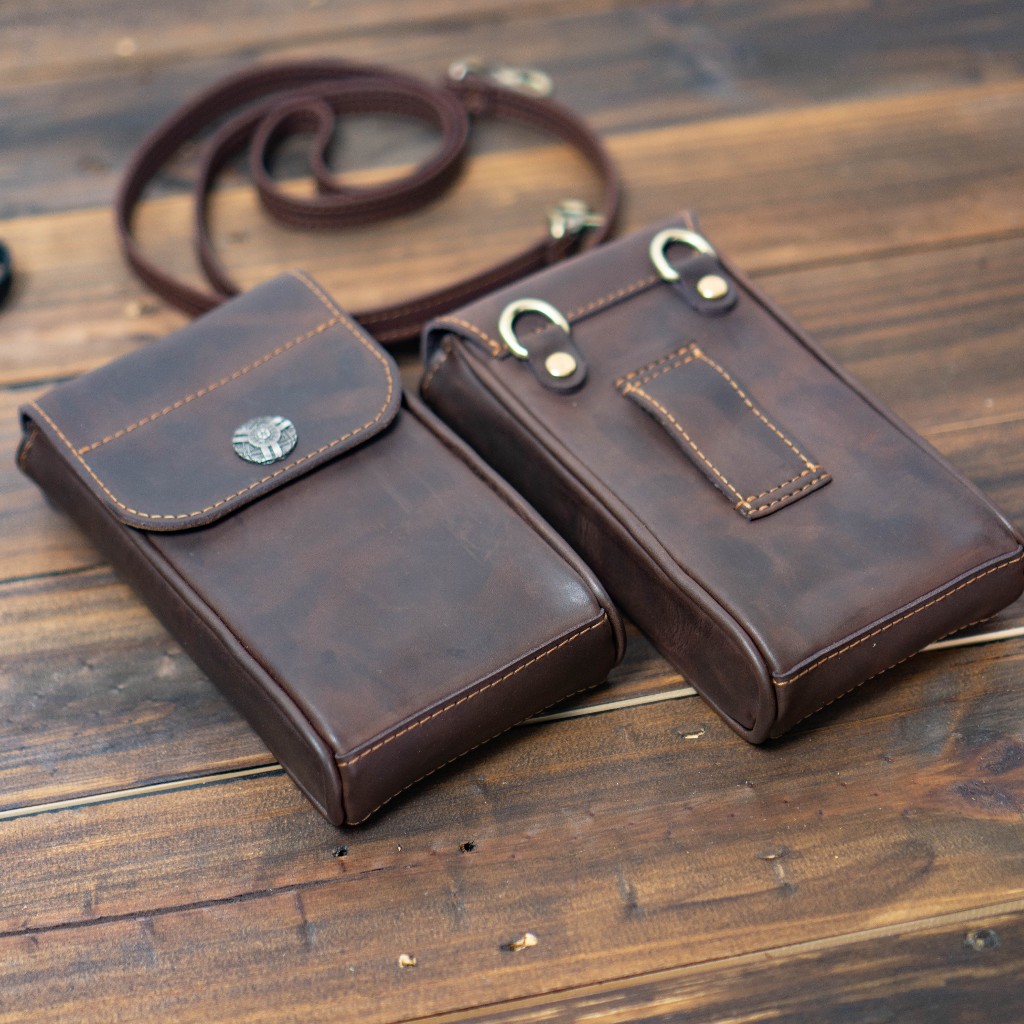 Túi da bò đựng điện thoại, túi da đeo thắt lưng, túi da bò đeo chéo mini