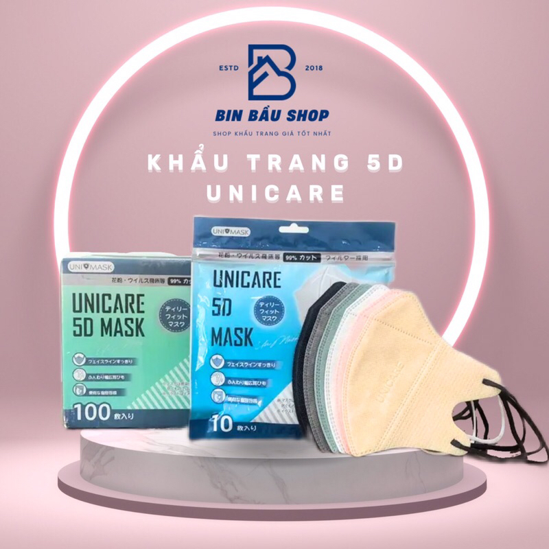 combo 100 chiếc khẩu trang 5d Unicare