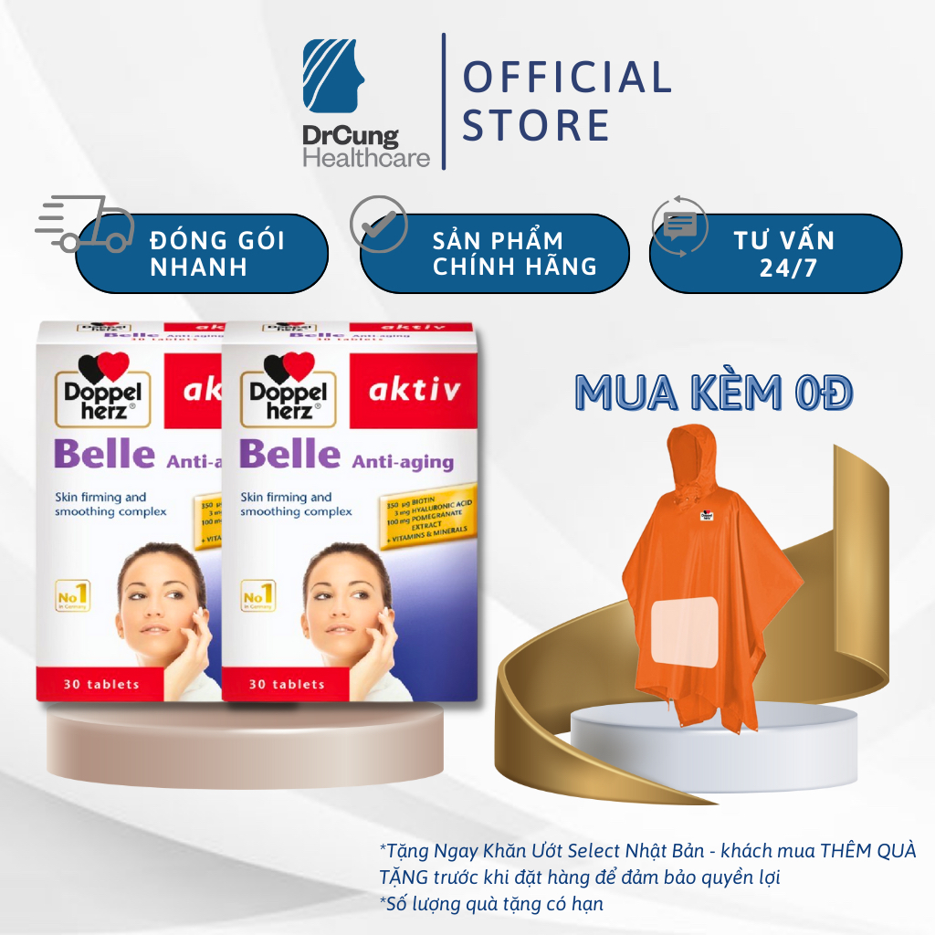Bác Sĩ Cung Combo 2 Hộp Belle Anti Aging - Viên Uống Đẹp Da, Chống Lão Hóa, Nám, Tàn Nhang, Collagen, Vitamin (Hộp 30v)