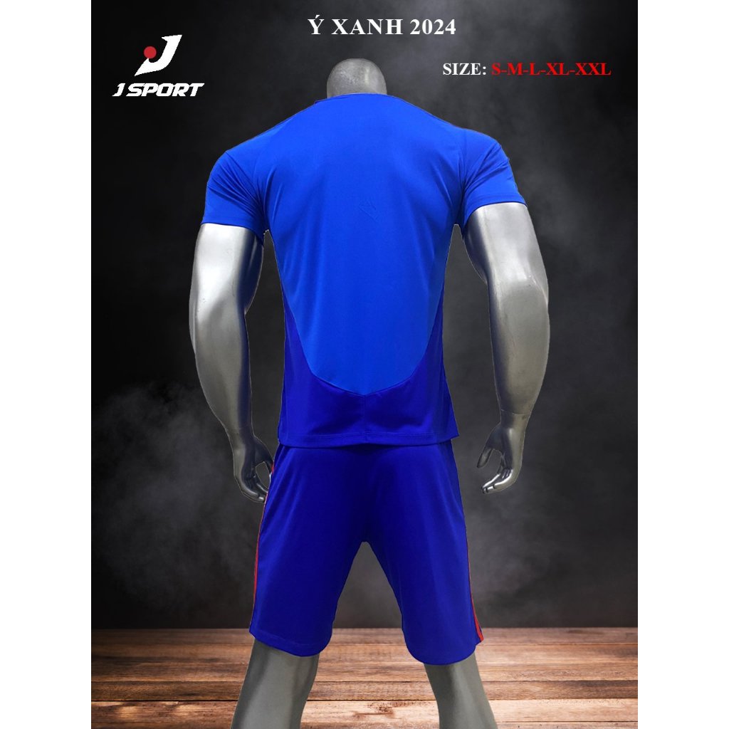 Quần Áo Bóng Đá Tuyển Italia Xanh Thiên Thanh 2024 logo thêu  - Tuyển Ý Thun Lạnh Cao Cấp, Không Nhăn, Không Xù Lông A20