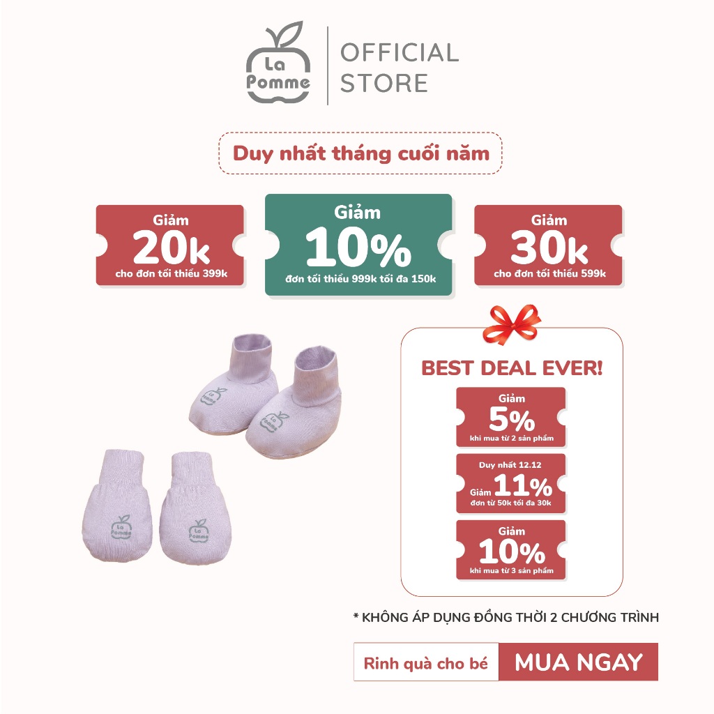 (Tháng 12 - Mua 2 giảm 5%, Mua 3 giảm 10%) Set bao tay bao chân La Pomme Puppy