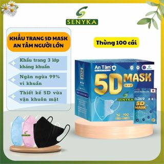  Thùng 100 cái Khẩu trang 5d mask khẩu trang người lớn kháng khuẩn ngăn bụi mịn dễ thở chính hãng An Tâm túi 10 cái 