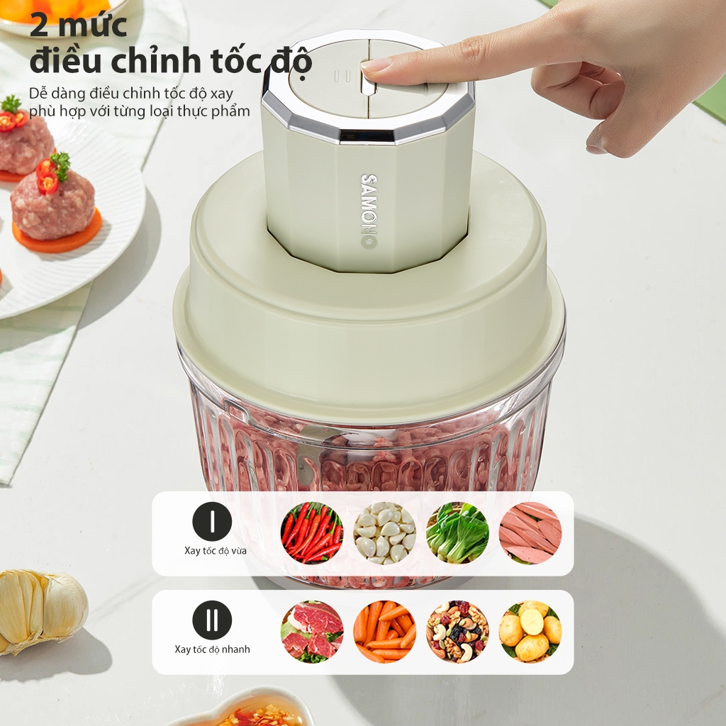 Máy xay thực phẩm đa năng Samono SW-CG350, 2.5L 350W 4 lưỡi 2 tốc độ, xay thịt/rau củ/tỏi ớt/đồ ăn dặm cho bé