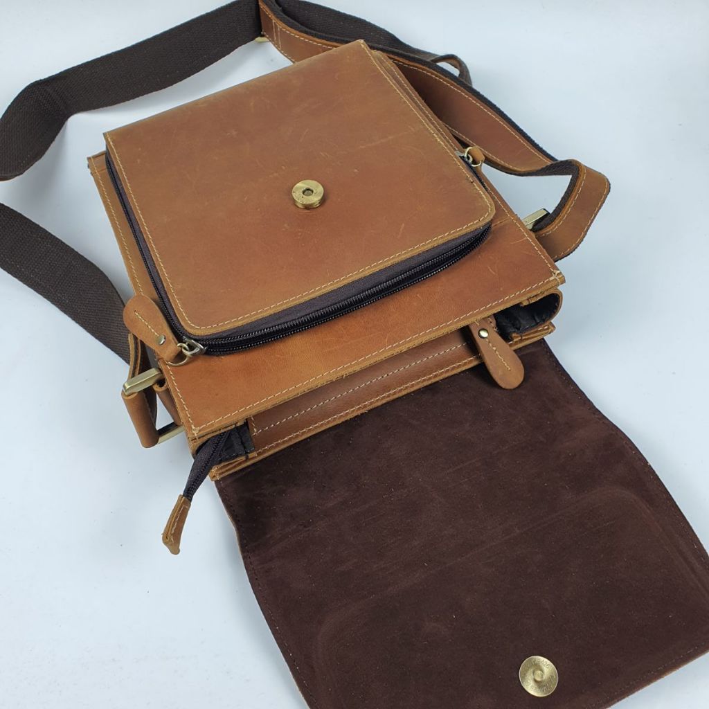 Túi đeo chéo nam da bò sáp TD128  - 100% da thật, BH 3 năm