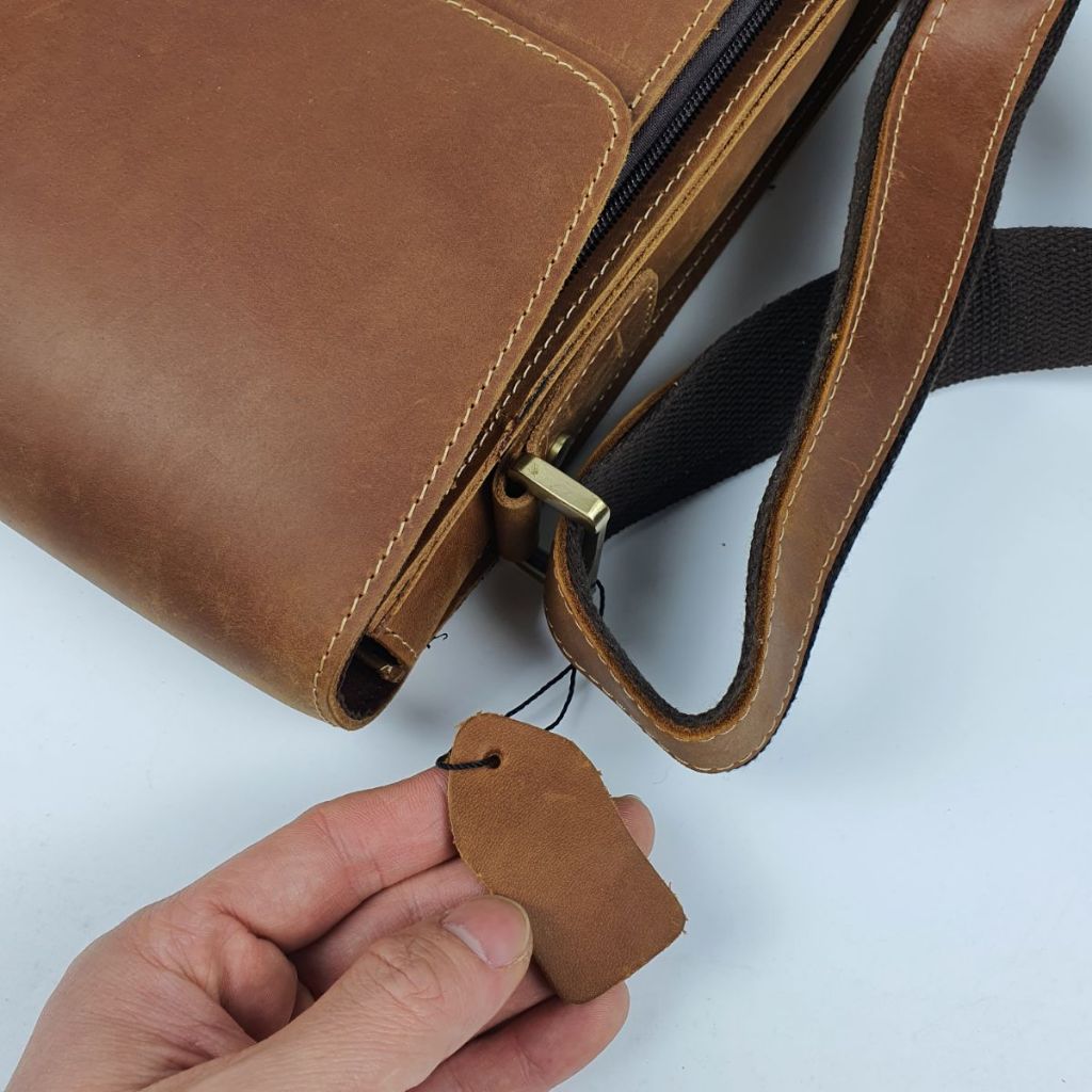 Túi đeo chéo nam da bò sáp TD128  - 100% da thật, BH 3 năm