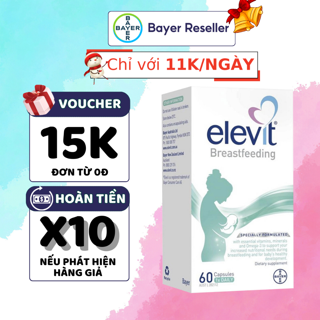 Viên uống bổ sung Vitamin cho phụ nữ sau khi sinh Bayer Elevit