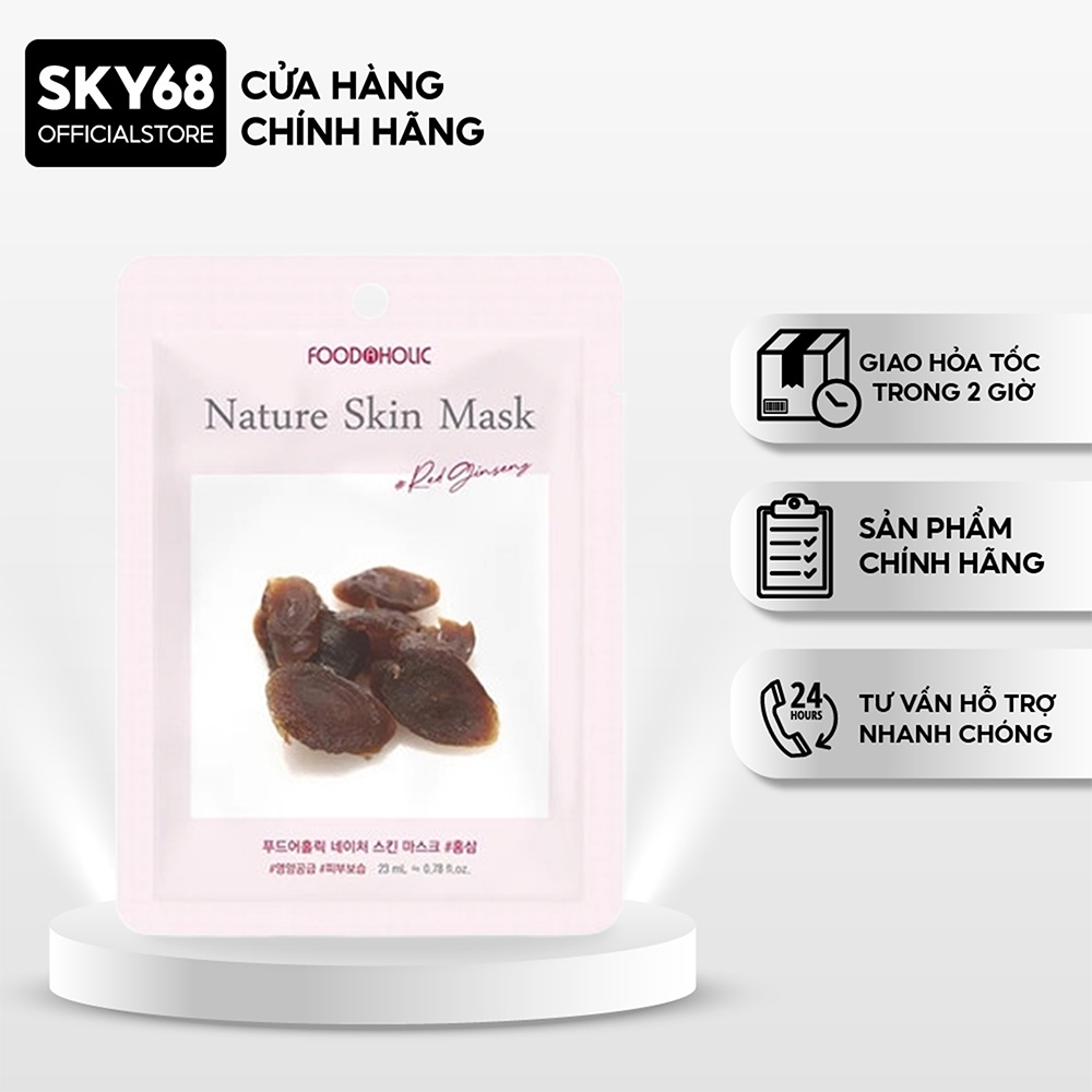 Mặt Nạ Nhân Sâm Săn Chắc Da, Giảm Thâm Nám Foodaholic Nature Skin Mask 23g - Red Ginseng