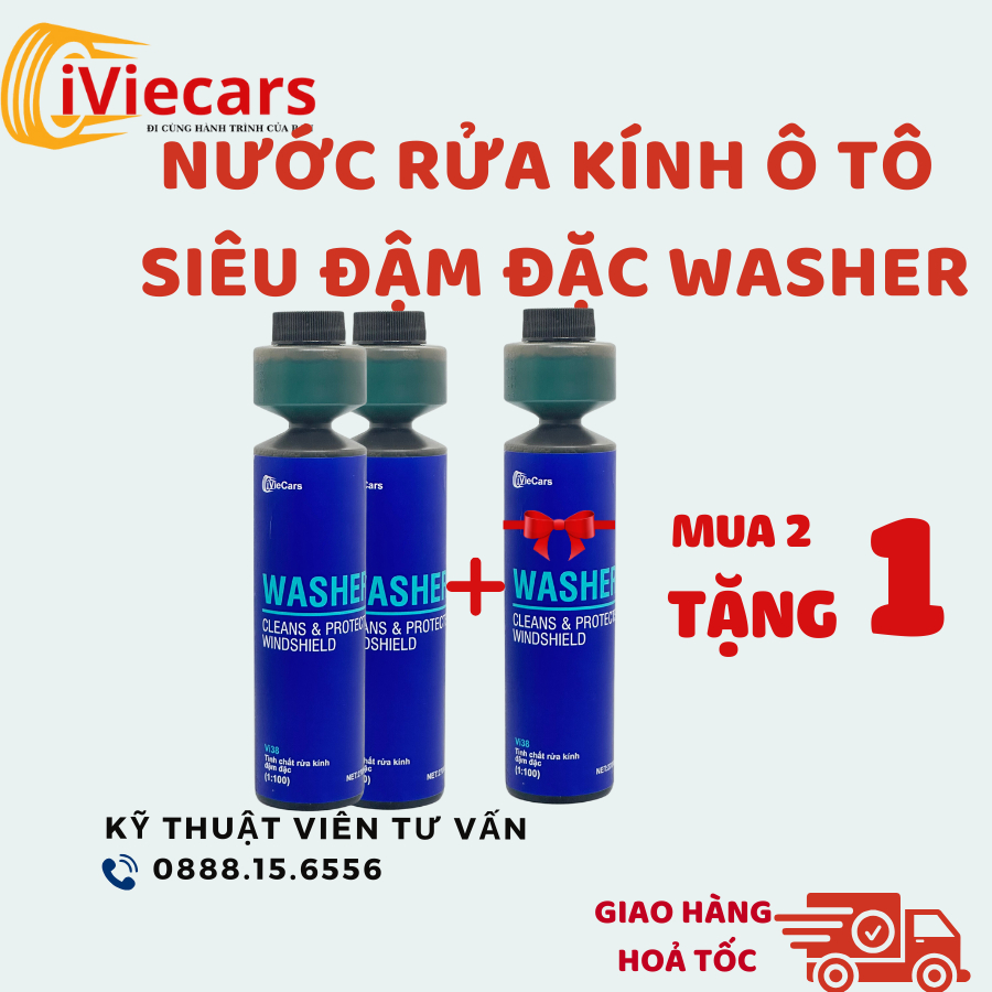 Nước rửa kính ô tô đậm đặc Washer 1:100 Concentrate - Dung Dịch Rửa Kính 270ml công nghệ USA