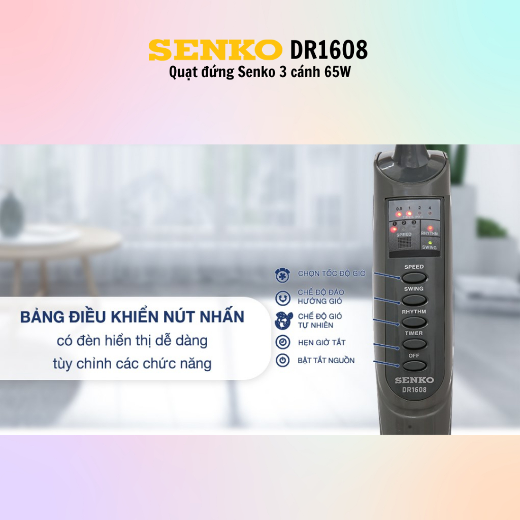 Quạt Đứng điều khiển từ xa Senko DR1608 - Màu ngẫu nhiên - Hàng Chính Hãng