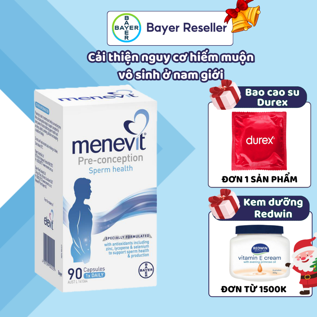 Viên uống tăng chất lượng tinh trùng Bayer Menevit Cho Nam Giới 90 viên của Úc