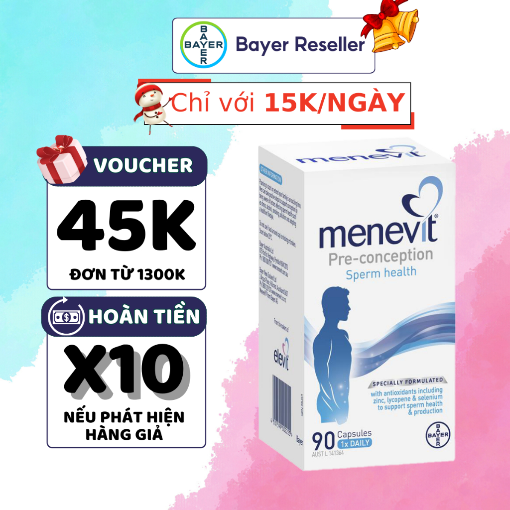Viên uống tăng chất lượng tinh trùng Bayer Menevit Cho Nam Giới 30 viên/ 90 viên của Úc