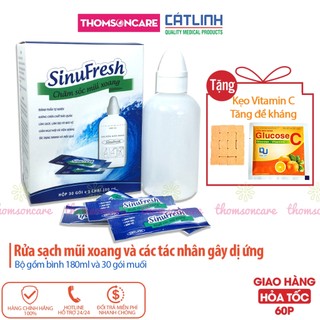 Bình rửa mũi Sinufresh tặng 30 gói muối sinh lý, rửa xoang họng của Cát Linh