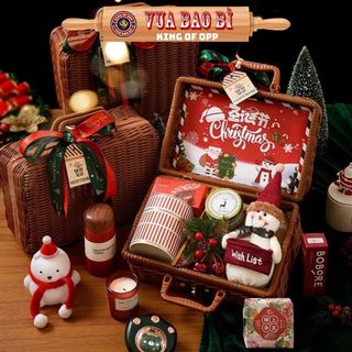 Hộp quà tặng hình vali có quai xách sang trọng, cao cấp, quà tặng Giáng Sinh