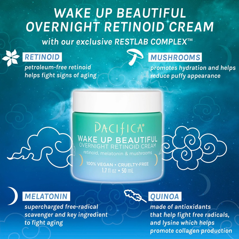 Kem dưỡng da ban đêm Pacifica WAKE UP BEAUTIFUL Overnight Retinoid Cream