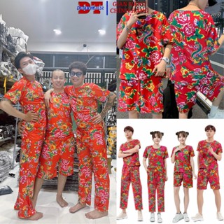 [MẪU MỚI] Đồ Mặc Nhà Thể Thao Nam Nữ bigsize, Set bộ đi chơi In Hoa Lá Cành Chúc Tết Đui Con Công G