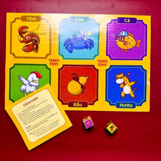  Trò chơi boardgame bầu cua tôm cá tết vui nhộn cho bạn bè kèm xúc xắc bằng giấy 