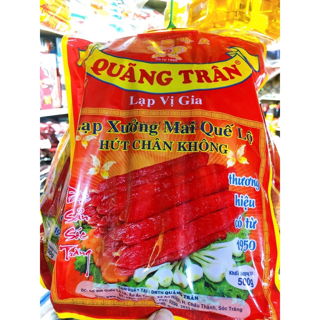 Lạp Xưởng Mai Quế Lộ QUÃNG TRÂN gói 500g - Đặc sản Sóc Trăng