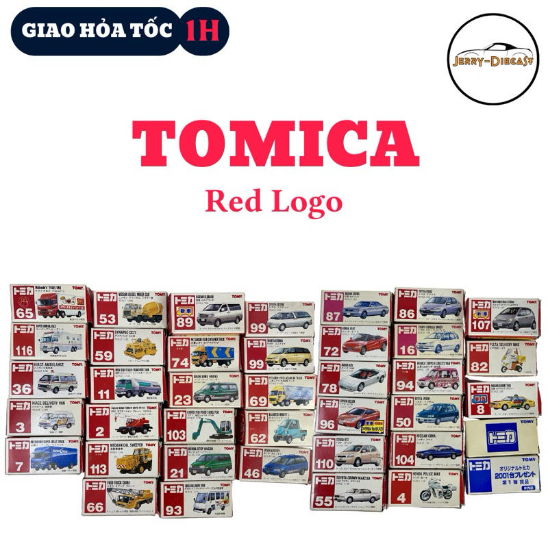 Xe mô hình ô tô cổ hiếm Tomica Red logo made in china japan tỉ lệ 1 64