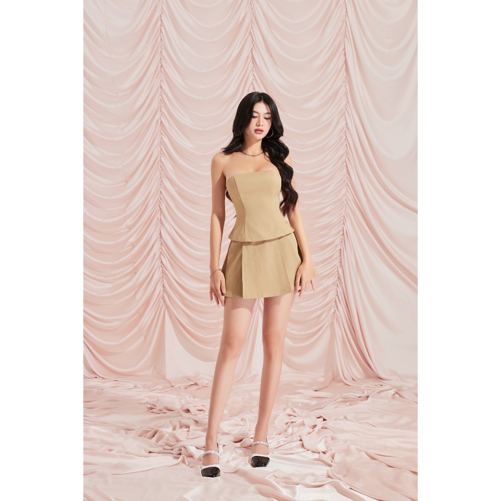 Set Áo Croptop Cúp Ngực Phối Chân Váy Dáng A  - RICCI SET