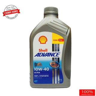 Nhớt Shell Advance Ultra 10W40 1L tem 2 lớp dành cho xe số, tay côn