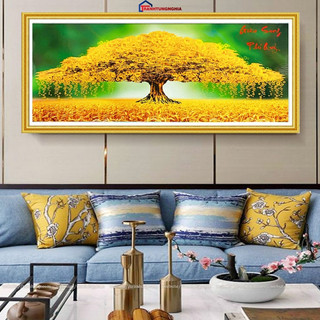 Tranh thêu chữ thập cây tiền vàng tài lộc LV3135 (1m x 44cm)