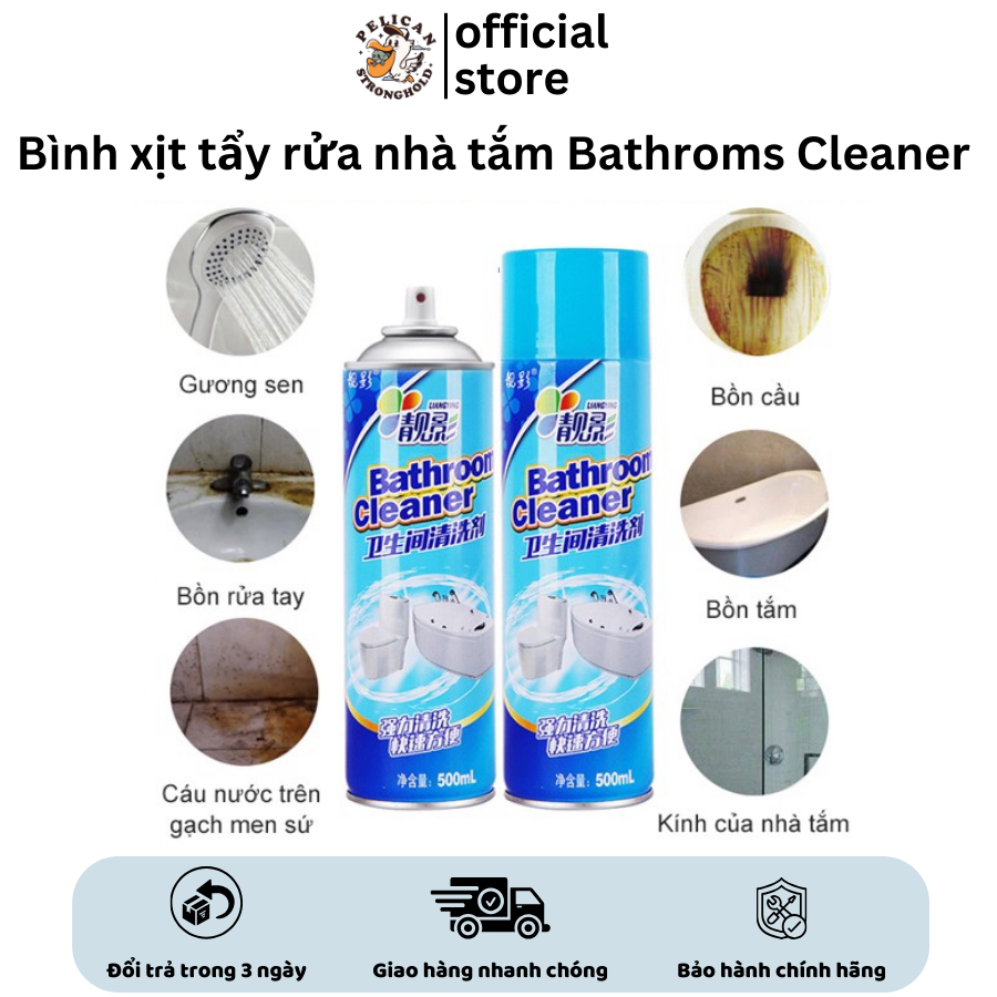 Bình Xịt Tẩy Rửa Nhà Tắm Đa Năng Bọt Tuyết Bathroms Cleaner Dung Tích 500ml Khử Khuẩn Tẩy Rửa Bồn Tắm, Bồn Rửa Mặt