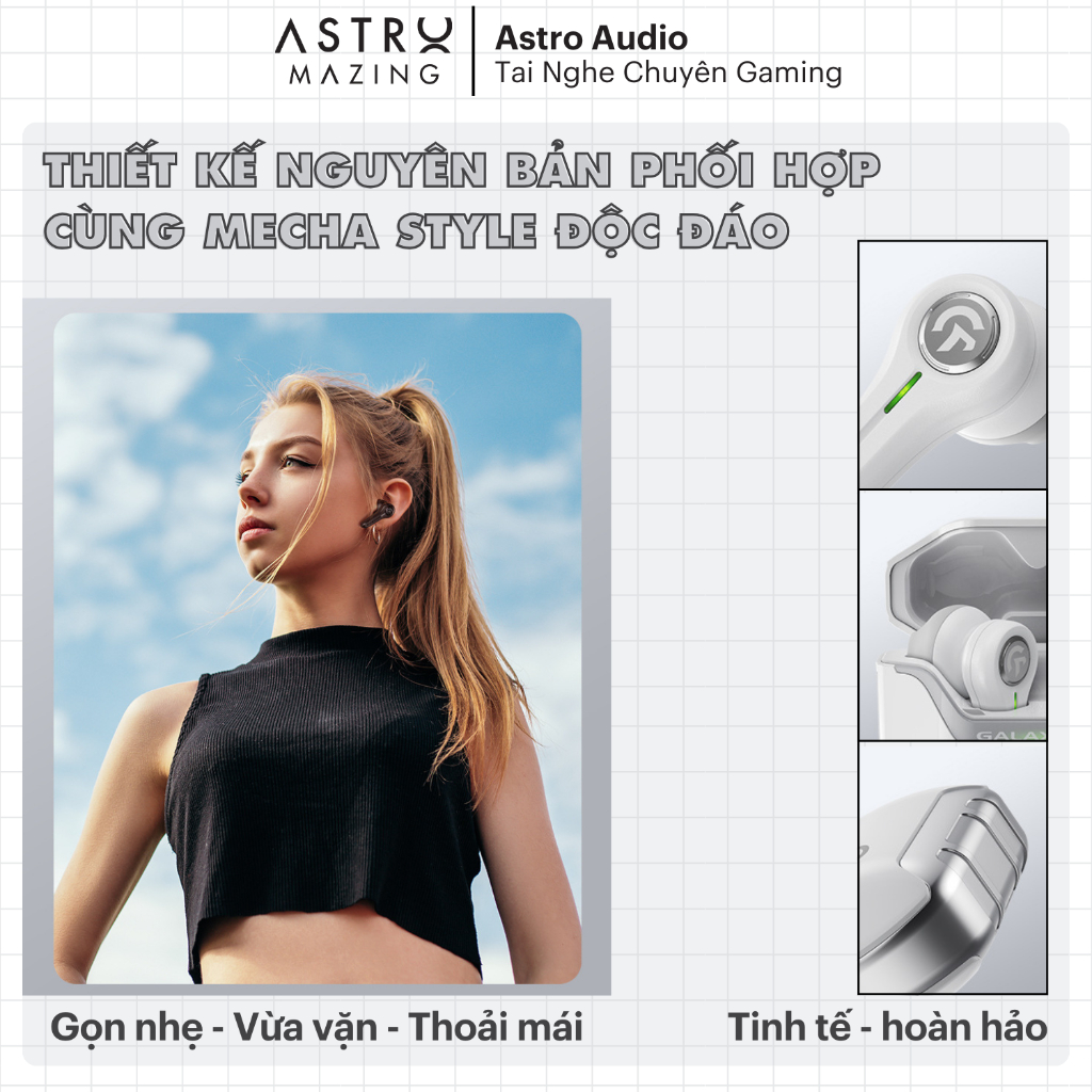Tai nghe gaming không dây TWS Fingertime S6 by AstroMazing - Tai nghe không dây true wireless cho mọi thiết bị