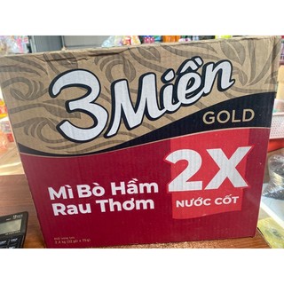 Thùng 30 gói gói mì tôm 3 miền bò hầm rau thơm 75g