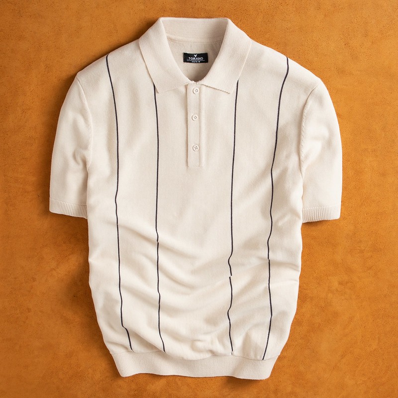 Áo len nam TORANO kẻ ngang cổ polo phong cách, nam tính EWTP087