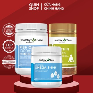 Viên uống dầu cá healthy care fish oil 1000mg omega-3, ultimate omega 3-6-9, mầm đậu nành healthy care super lecithin