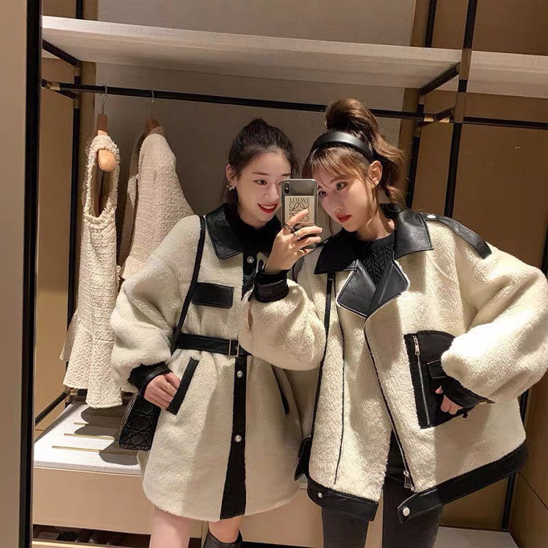 ÁO KHOÁC LÔNG PHỐI DA CỔ VEST TÚI VUÔNG