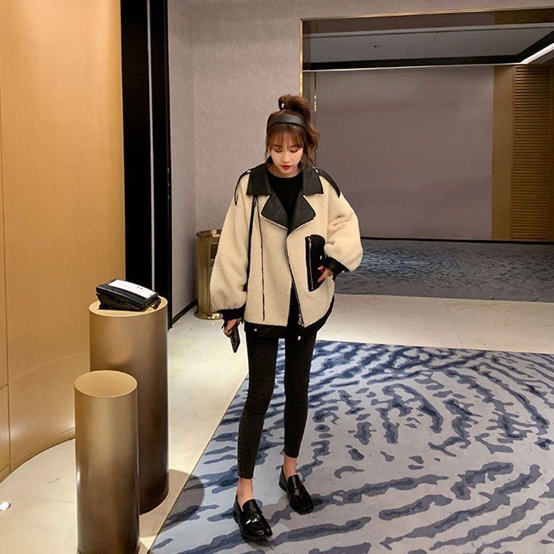 ÁO KHOÁC LÔNG PHỐI DA CỔ VEST TÚI VUÔNG