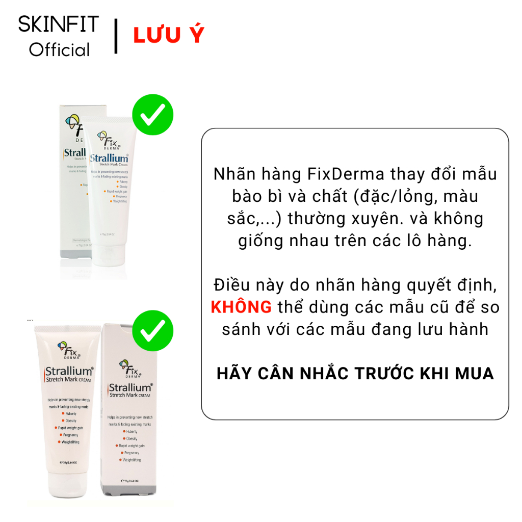 Kem dưỡng mờ rạn da Fixderma Strallium Stretch Mark Cream 75g