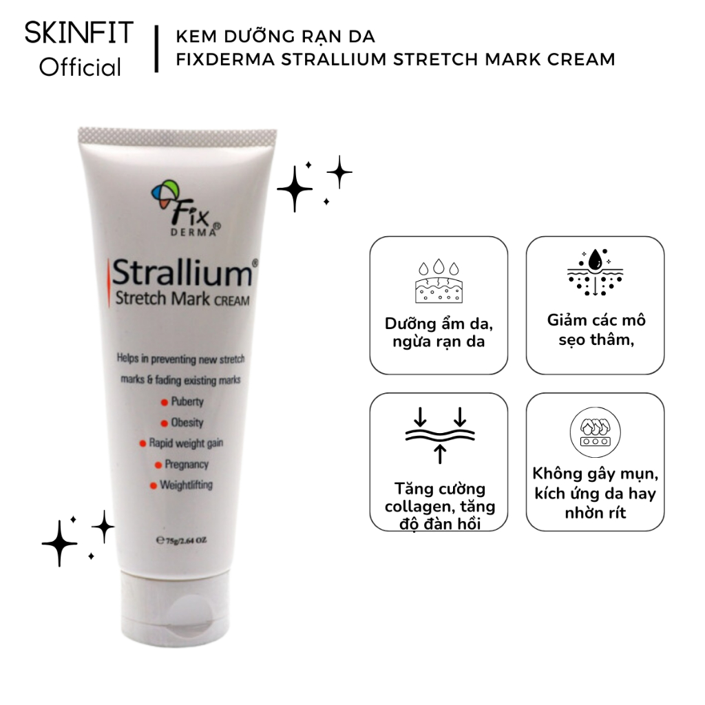 Kem dưỡng mờ rạn da Fixderma Strallium Stretch Mark Cream 75g