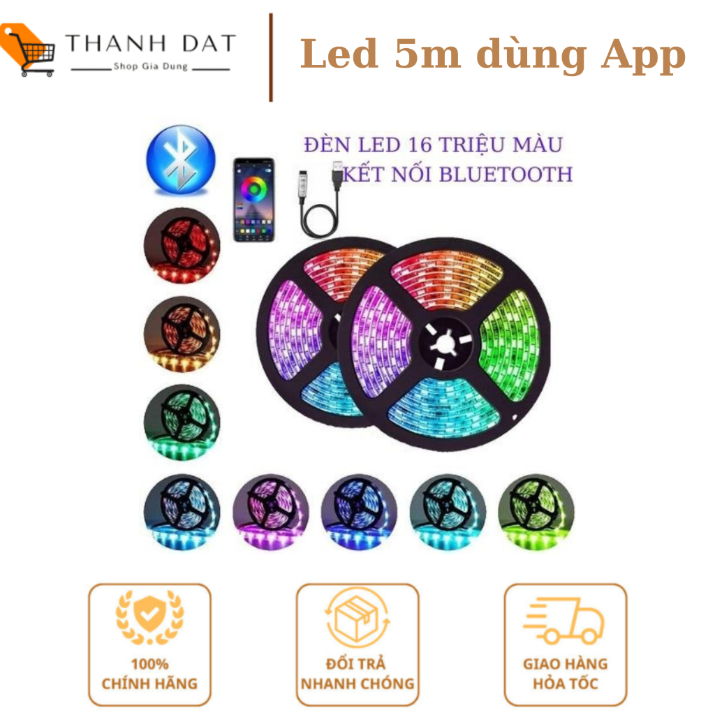 Dây Led TikTok 5m Dùng App Và Điều Khiển 12V Nháy Theo Nhạc