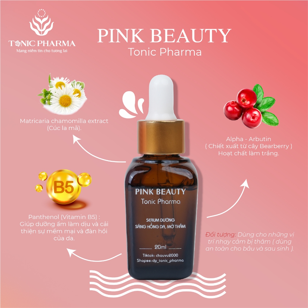 Serum sáng hồng mờ thâm Nhũ hoa, Bikini, giảm thâm Mông - Pink Beauty  -Tonic Pharma