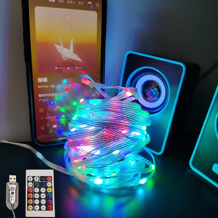 Dây đèn led RGB dài 10m 16 triệu màu, điều khiển bằng app điện thoại, nháy theo nhạc, Đèn led trang trí decor phòng