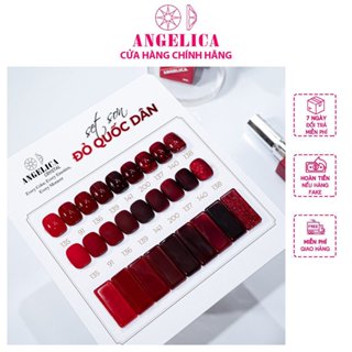 Set 9 Chai Sơn Gel Tone Đỏ Quốc Dân Không Ánh Tím Chính Hãng ANGELICA 15ML