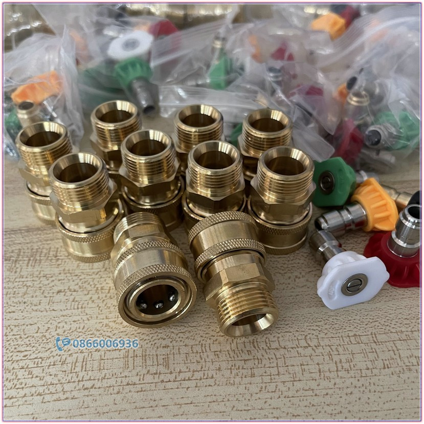 Ốc chuyển đổi gắn súng rửa xe cao áp M22-3/8 bằng đồng thau