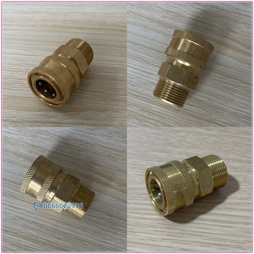 Ốc chuyển đổi gắn súng rửa xe cao áp M22-3/8 bằng đồng thau